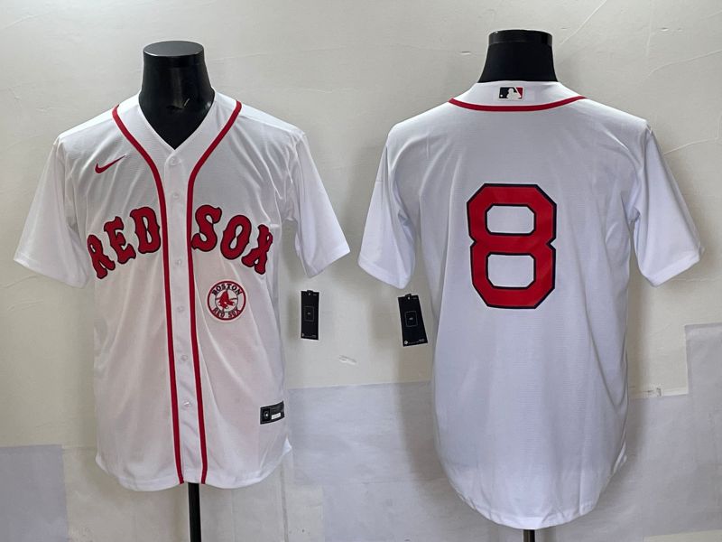 Men Boston Red Sox #8 No Name White Game 2025 Nike MLB Jersey style 007